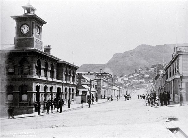 Lyttelton looking west along bottom street.